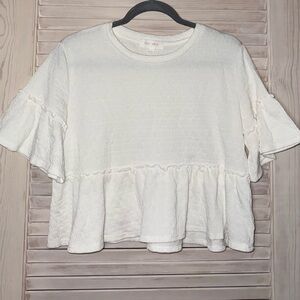 Pink Rose Cream Ruffle Sleeve Blouse